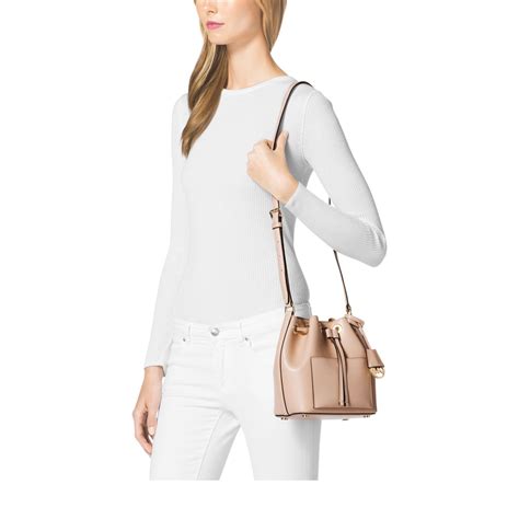 michael michael kors greenwich medium saffiano leather bucket bag|Michael Kors jet set item.